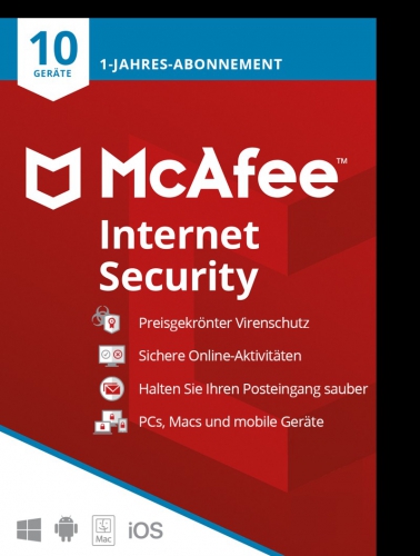 McAfee Internet Security (10 D - 1 Y) MD WIN,MAC / IOS, Android