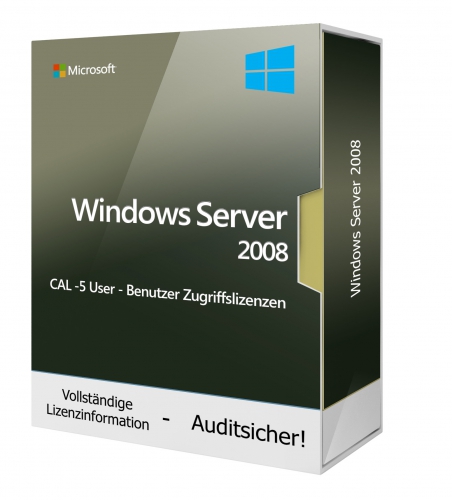 Microsoft Windows Server 2008 CAL -5 User - Benutzer Zugriffslizenzen Download