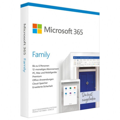 Microsoft 365 Family 6 User, 1 Jahr PKC Box für PC/MAC