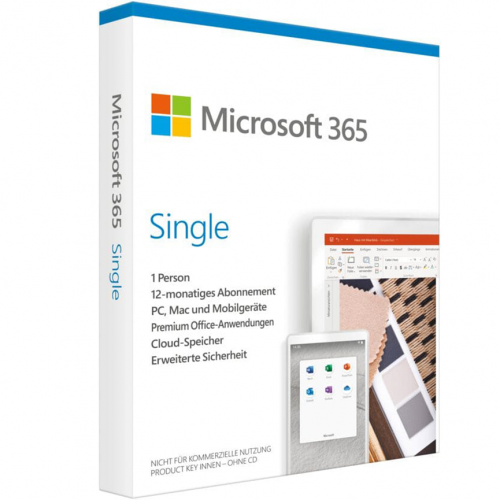 Microsoft 365 Single 1 User, 1 Jahr PKC Box für PC/MAC