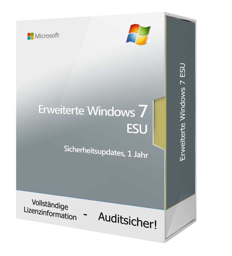 Erweiterte Windows 7-Sicherheitsupdates ESU, 1 Jahr 2022 Vorgängerlizenzen werden benötigt.