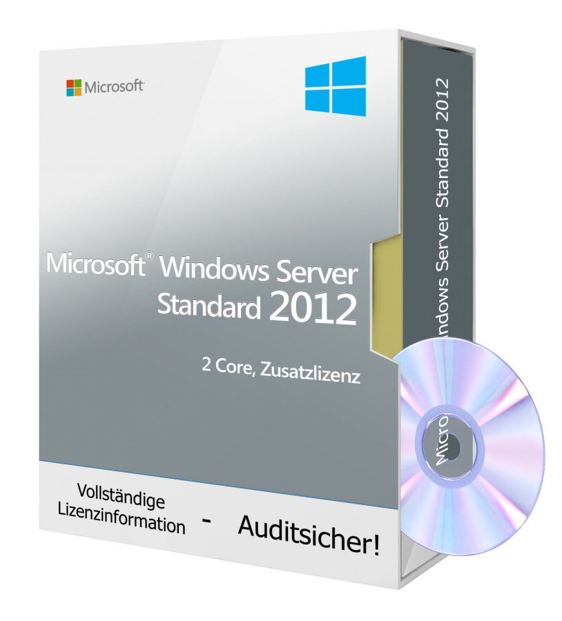 Microsoft Windows Server 2012 R2 Standard inkl. DVD (2 Core Zusatzlizenz, 2 VM)